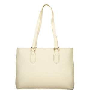 Mario Valentino Beige Polyurethane Women's Shoulder Bag with Internal Pocket