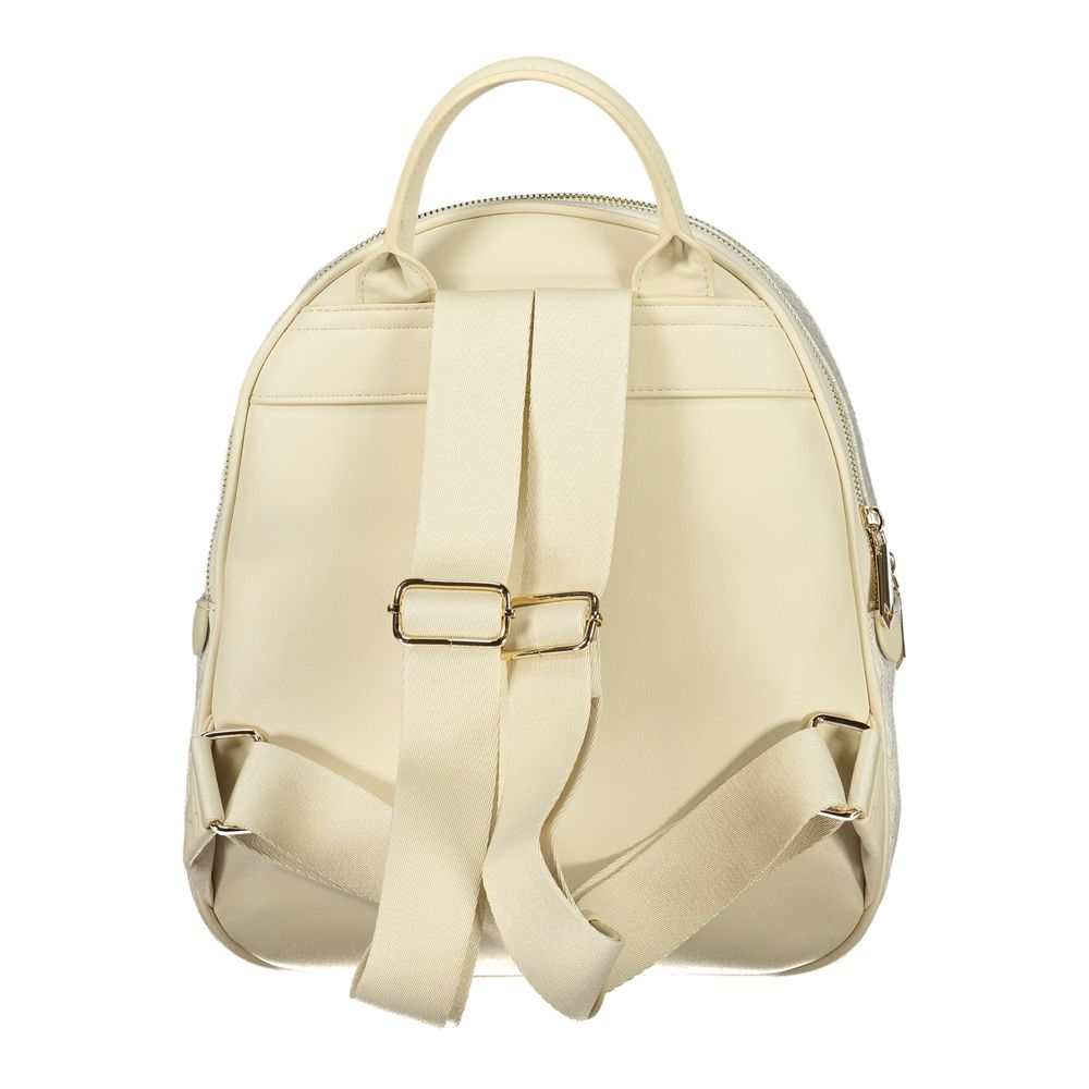 Mario Valentino Beige Polyurethane Women's Backpack with Adjustable Straps
