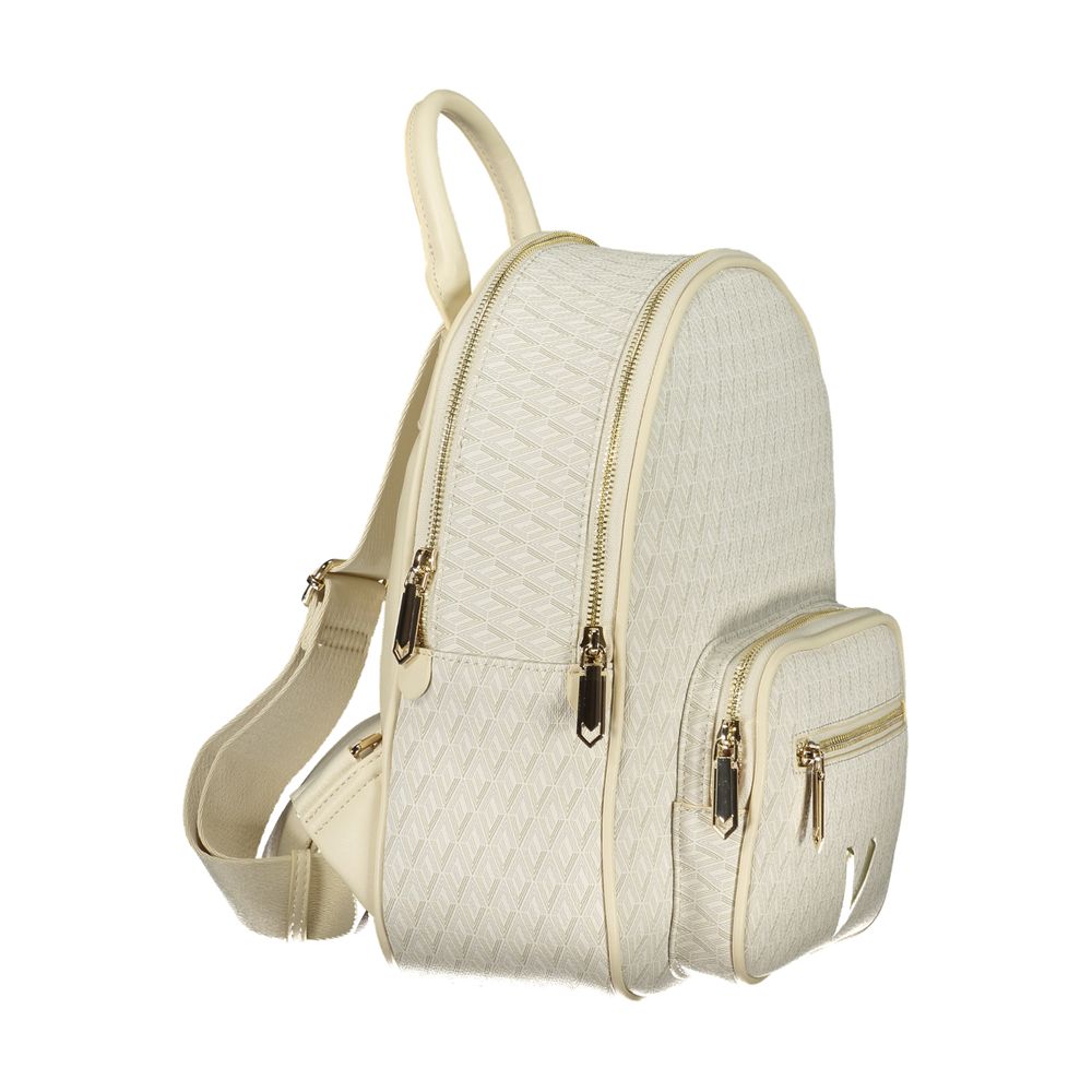 Mario Valentino Beige Polyurethane Women's Backpack with Adjustable Straps