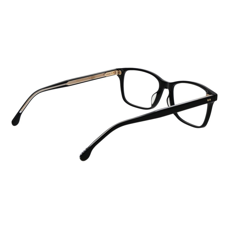 Lozza black acetate eyeglass frames with rectangular rims and gold temple accents