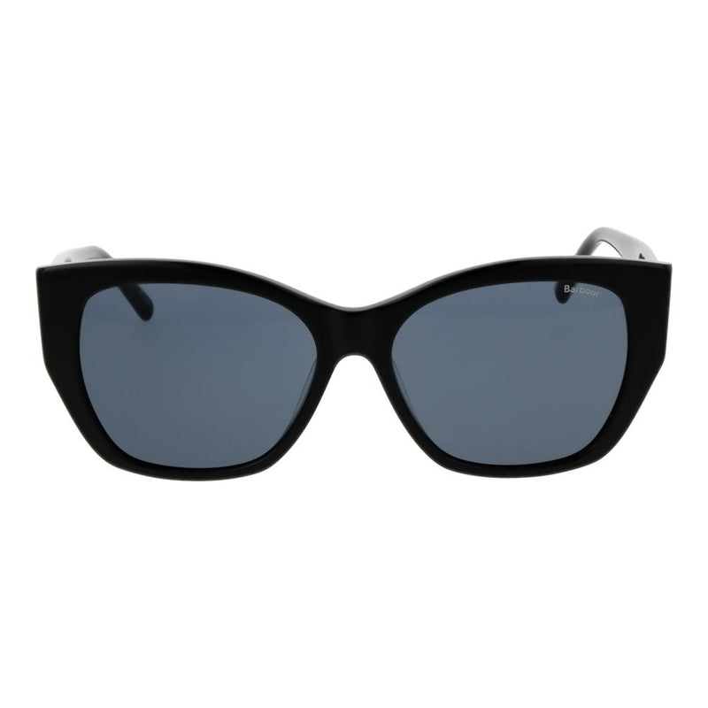 Barbour black acetate cat-eye sunglasses with dark grey tinted lenses