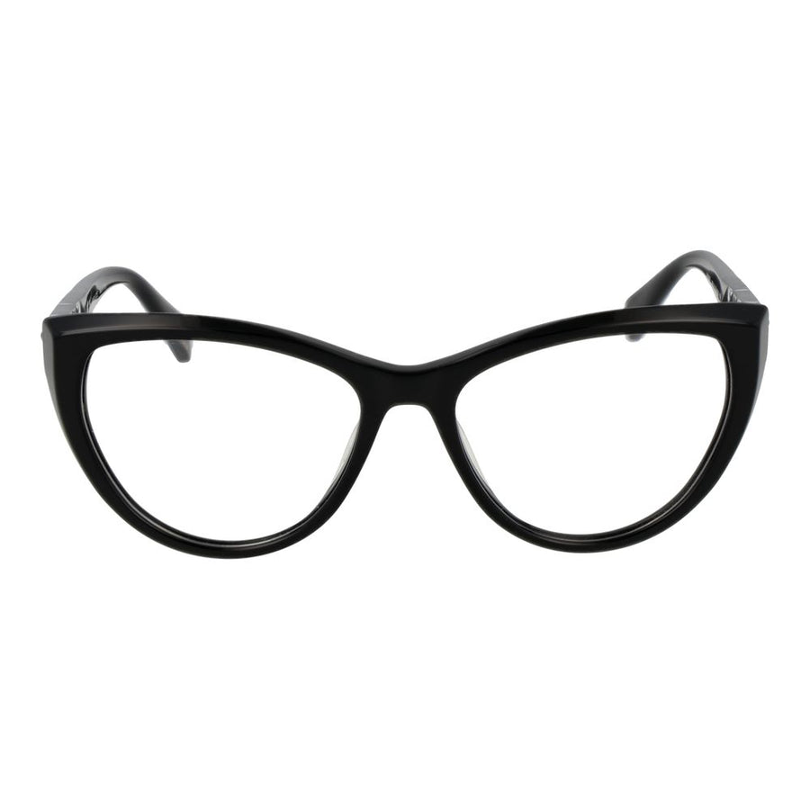 Police black plastic cat-eye glasses frames with patterned temples