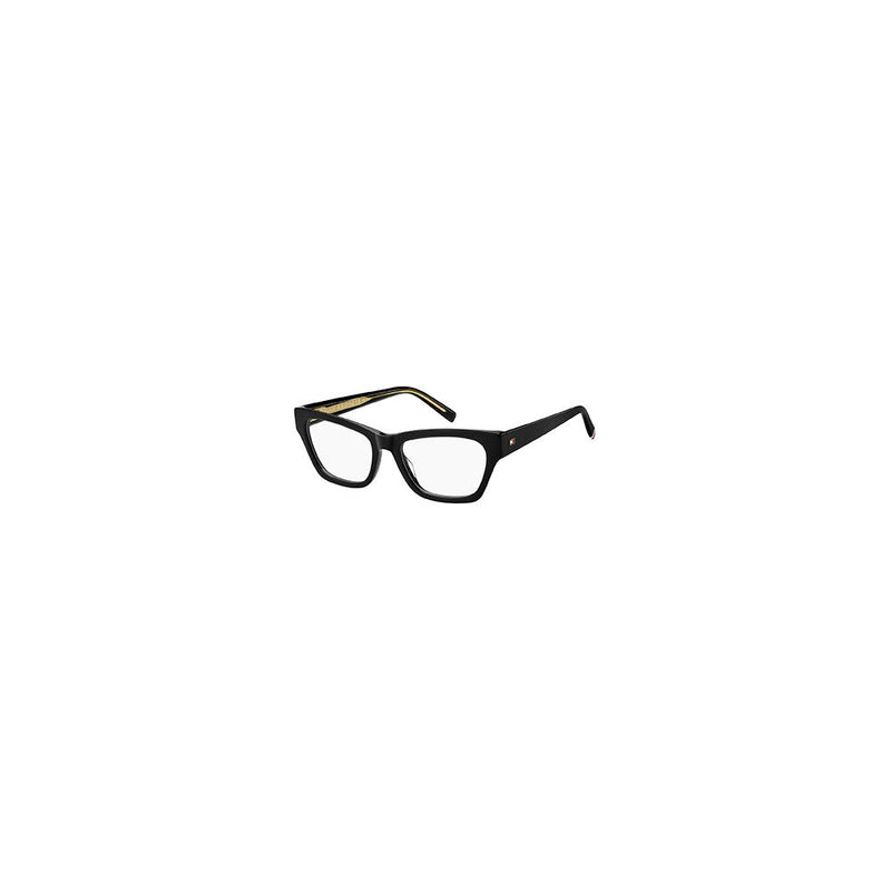 Black acetate eyeglass frames in a classic square style