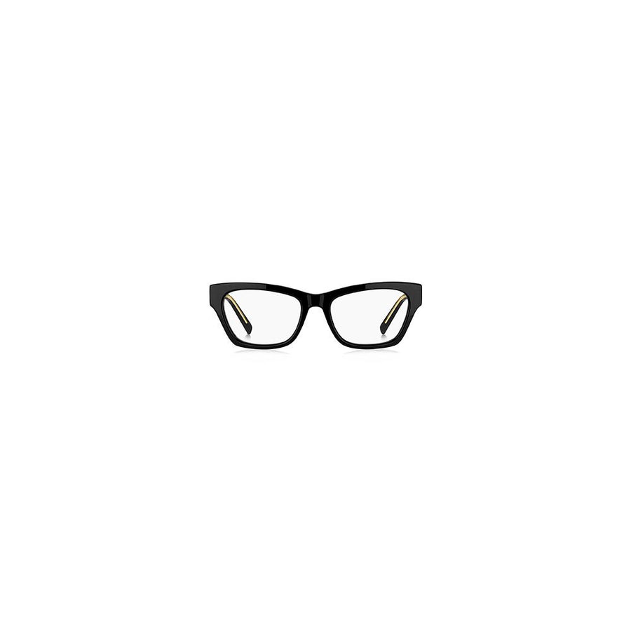 Black acetate eyeglass frames in a classic square style