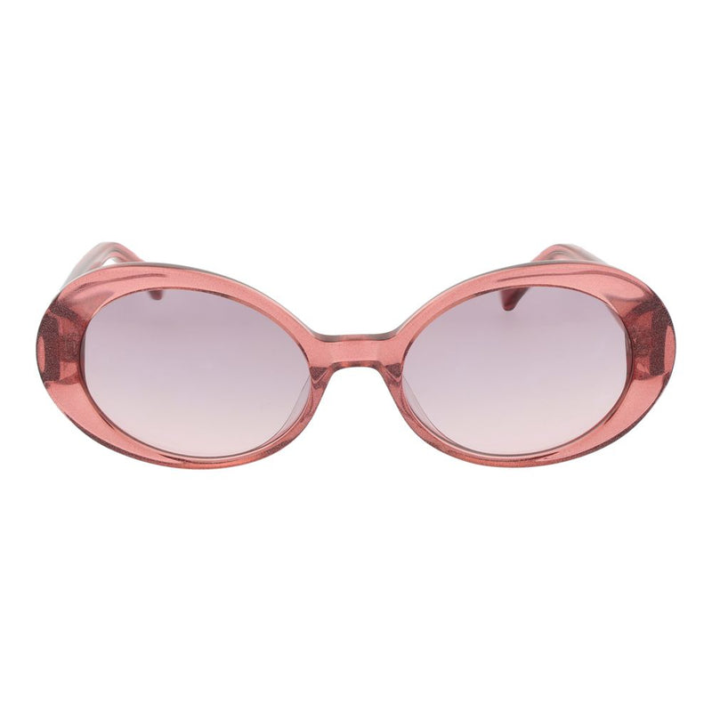 Translucent pink acetate oval sunglasses with gradient tinted lenses