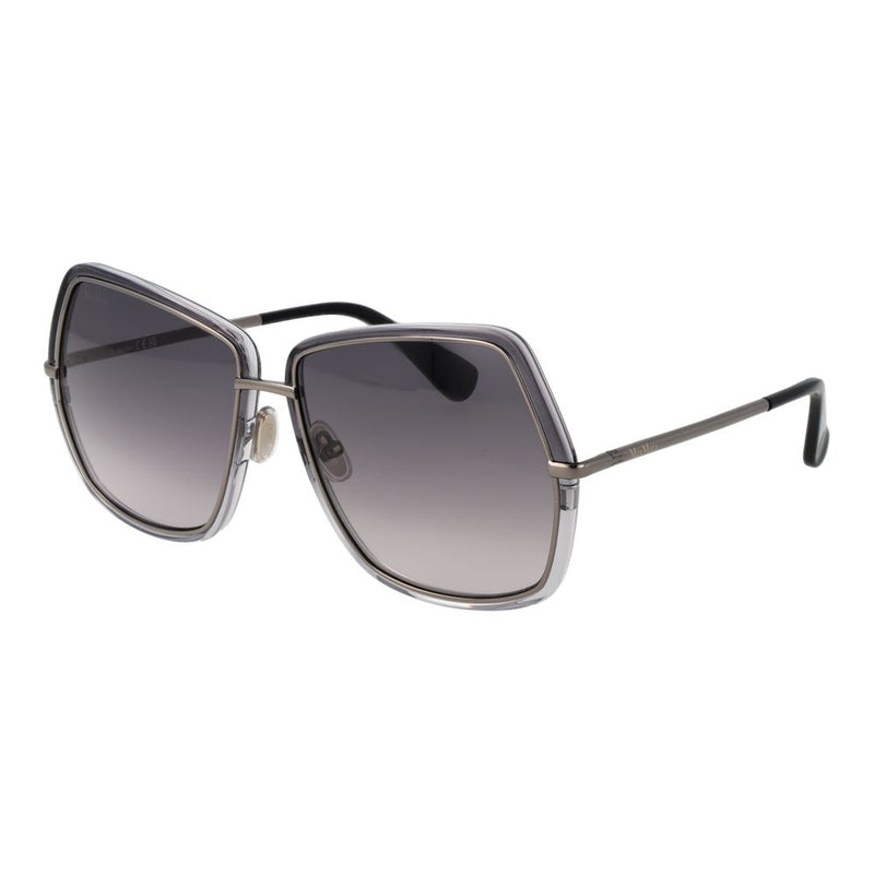 Gray metal sunglasses with oversized gradient lenses and thin wire frames