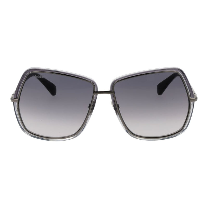 Max Mara gray metal sunglasses with oversized square gradient lenses and thin wire frames