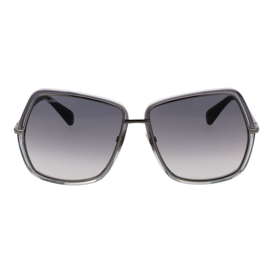 Gray metal sunglasses with oversized gradient lenses and thin wire frames