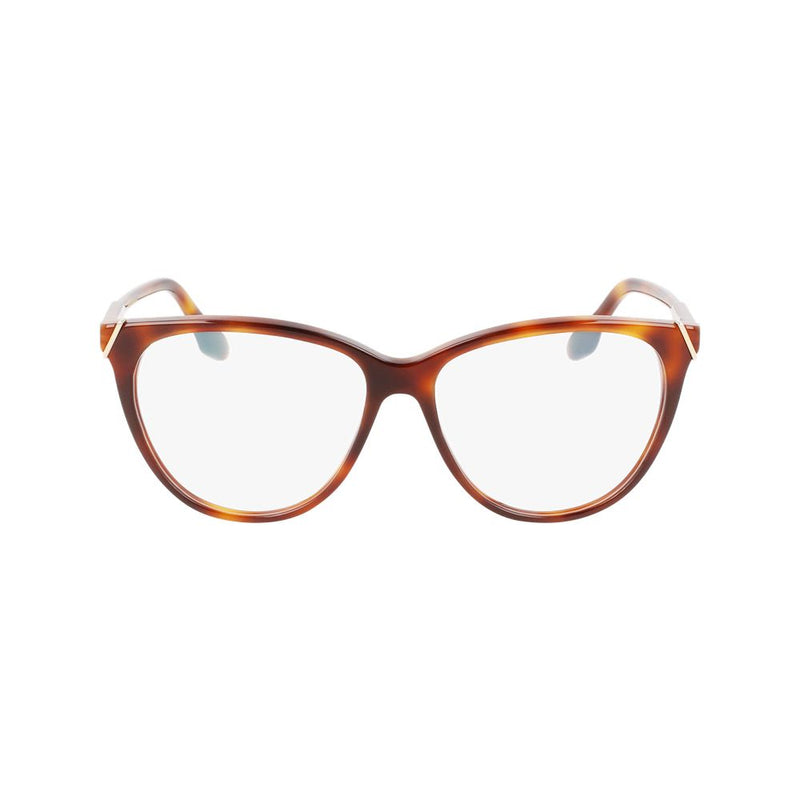 Tortoiseshell brown cat-eye plastic glasses frames with gold accents