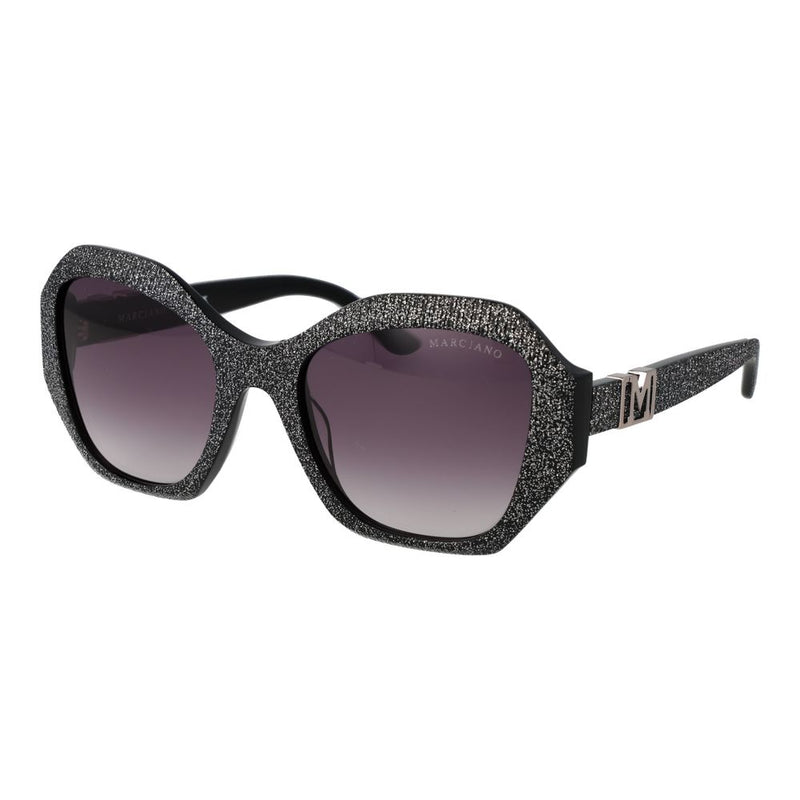Black glitter plastic oversized sunglasses with gradient lenses