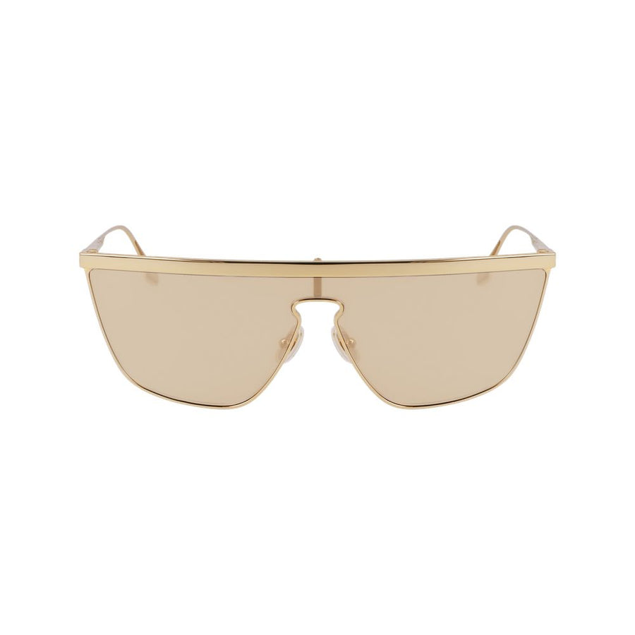Victoria Beckham gold metal shield-style sunglasses with gradient lenses