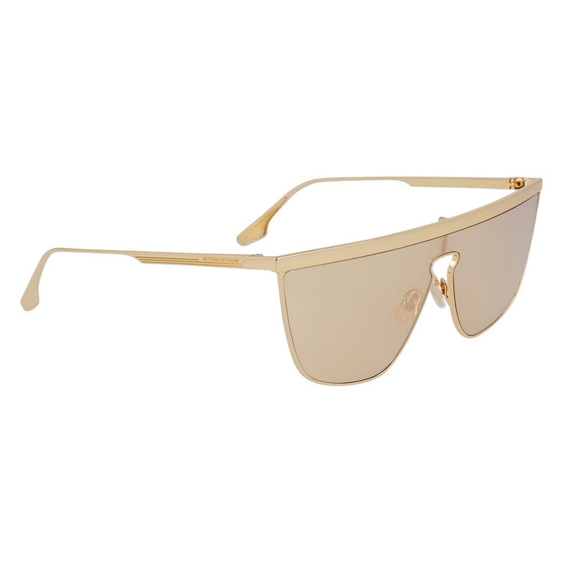 Gold metal sunglasses with a flat top brow bar and gradient lenses