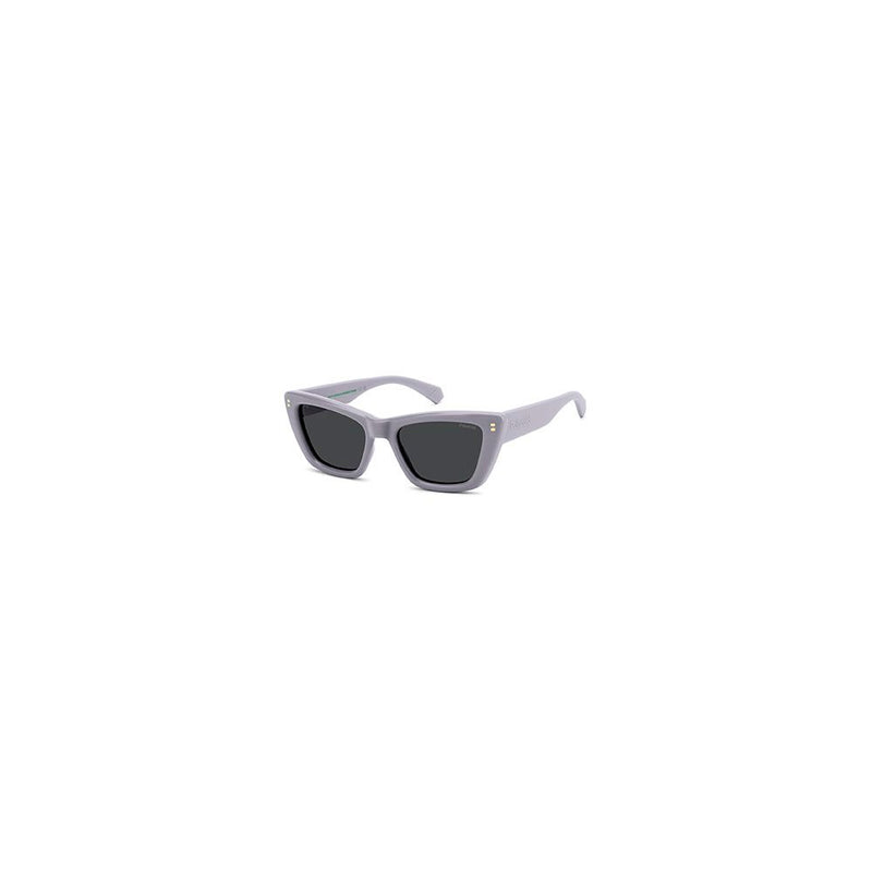 Light purple polycarbonate sunglasses with dark tinted lenses and thick frames