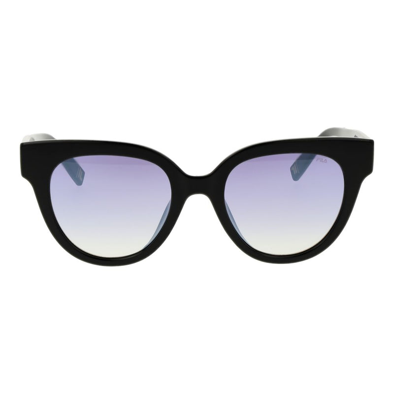 Fila black plastic cat-eye sunglasses with purple gradient lenses