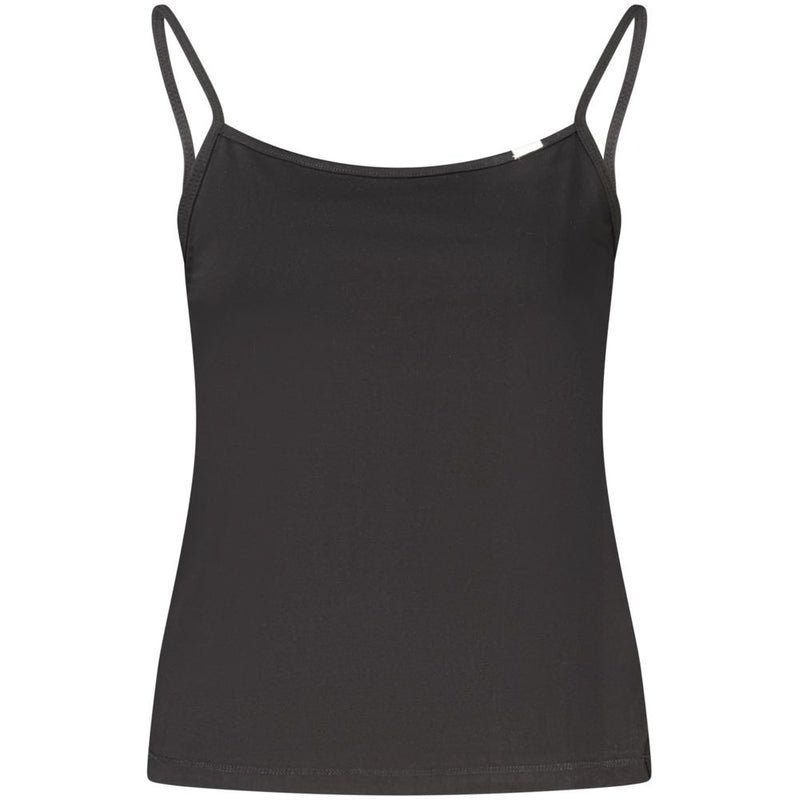 Black cotton women's camisole tank top with thin spaghetti straps