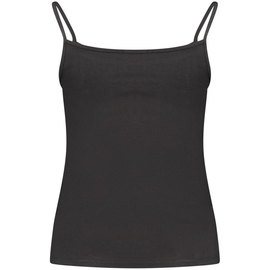 Black cotton women's camisole tank top with thin spaghetti straps