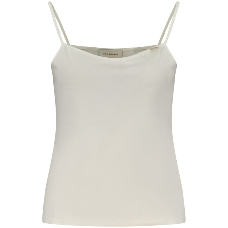White cotton Calvin Klein women's camisole tank top with thin spaghetti straps