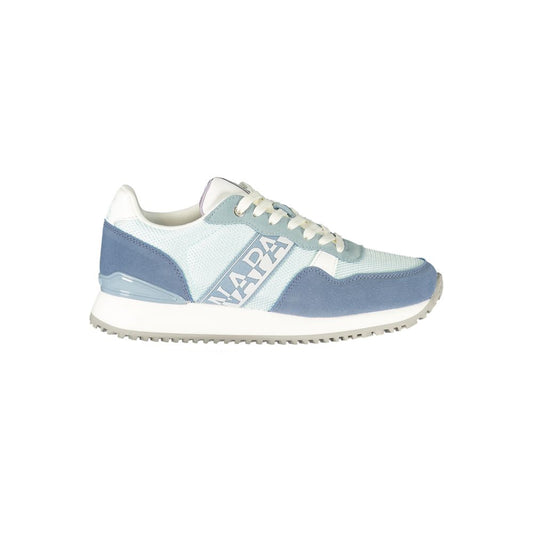 Napapijri women's casual sneaker in light blue and white polyester with suede details and a chunky athletic sole.