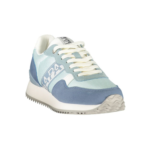 Napapijri women's casual sneaker in shades of blue, crafted from polyester mesh and suede with a sporty rubber sole.