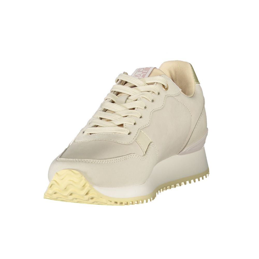 Light pink Napapijri women's polyester sneaker with a casual athletic style and thick textured rubber sole.