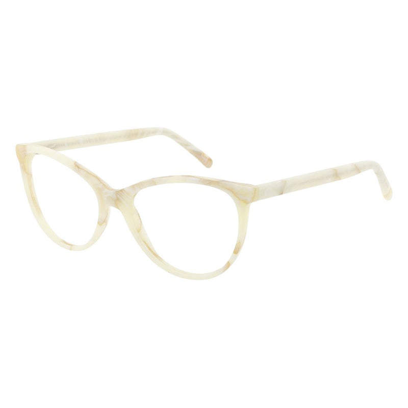 Beige marble-patterned acetate cat-eye glasses frames