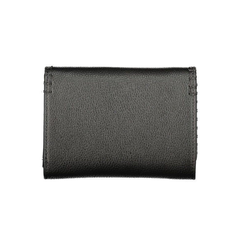 Black leather women's wallet with textured finish