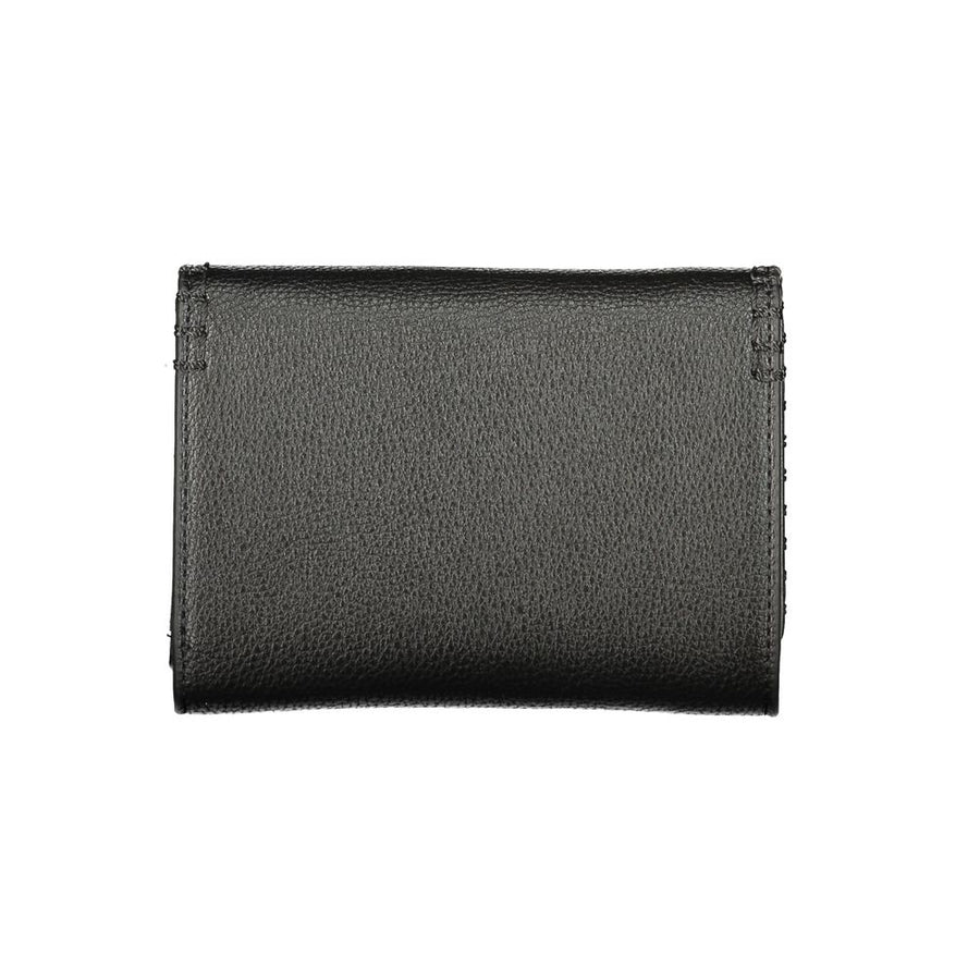 Black leather Valentino women's wallet with gold lettering