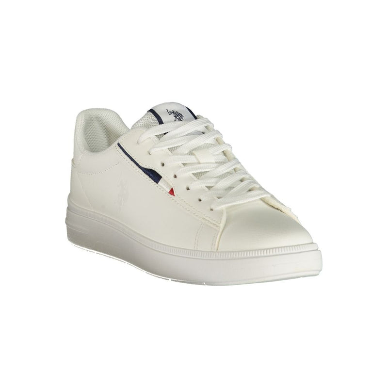 U.S. Polo Assn. white polyester women's lace-up sneaker with casual design and branded tongue.
