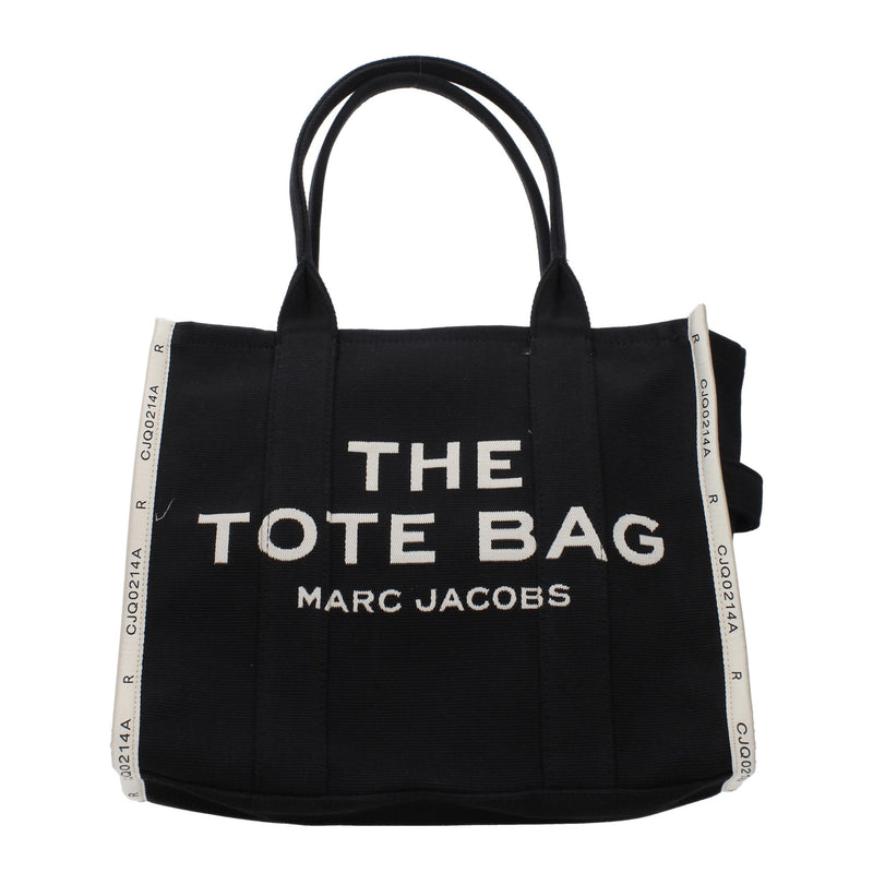 Marc Jacobs black fabric tote bag with white lettering