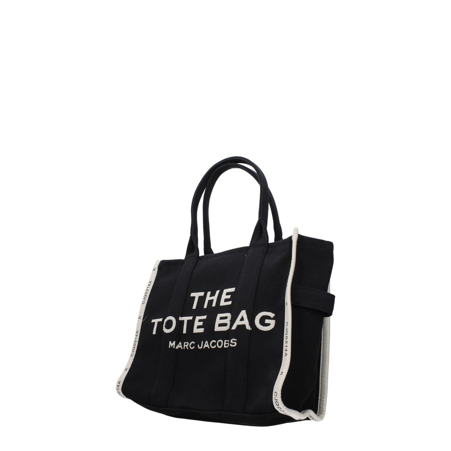 Marc Jacobs black fabric tote bag with white lettering
