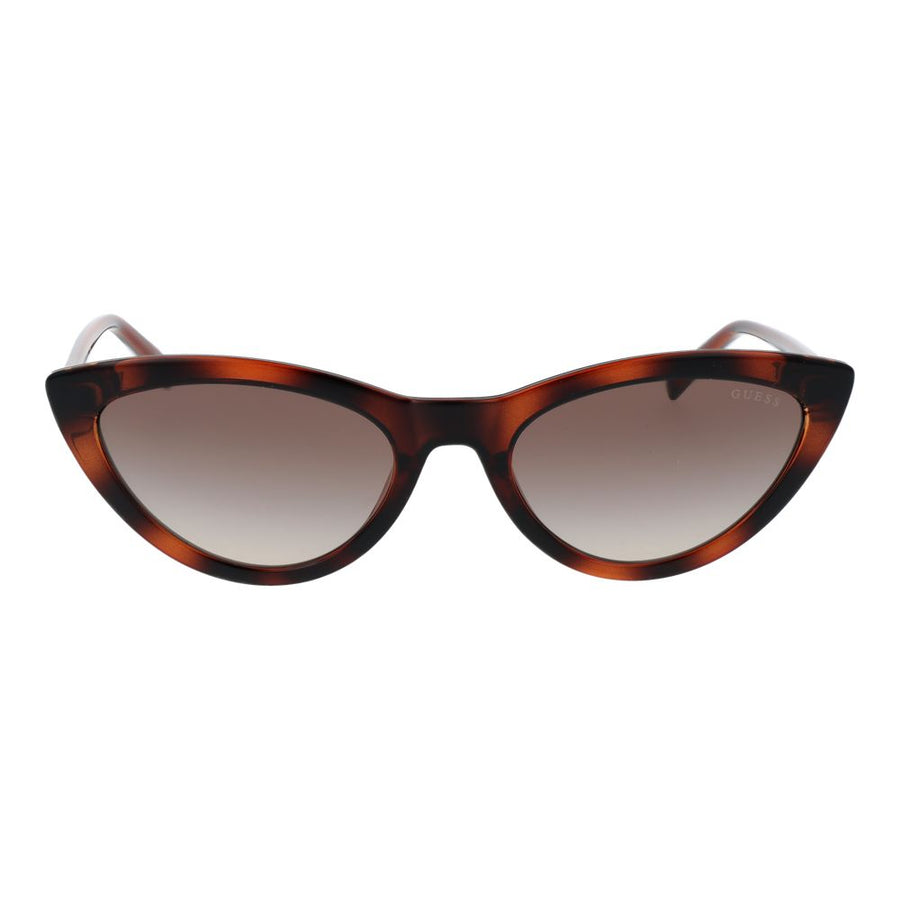 Brown tortoiseshell cat-eye plastic sunglasses with gradient lenses