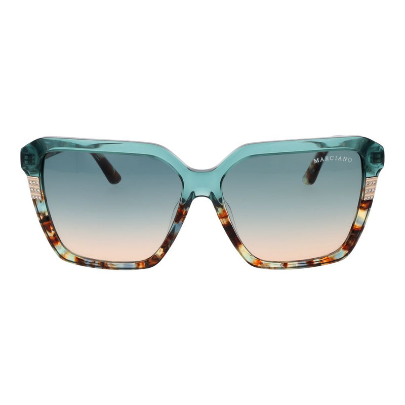 Turquoise and tortoiseshell acetate sunglasses with gradient lenses