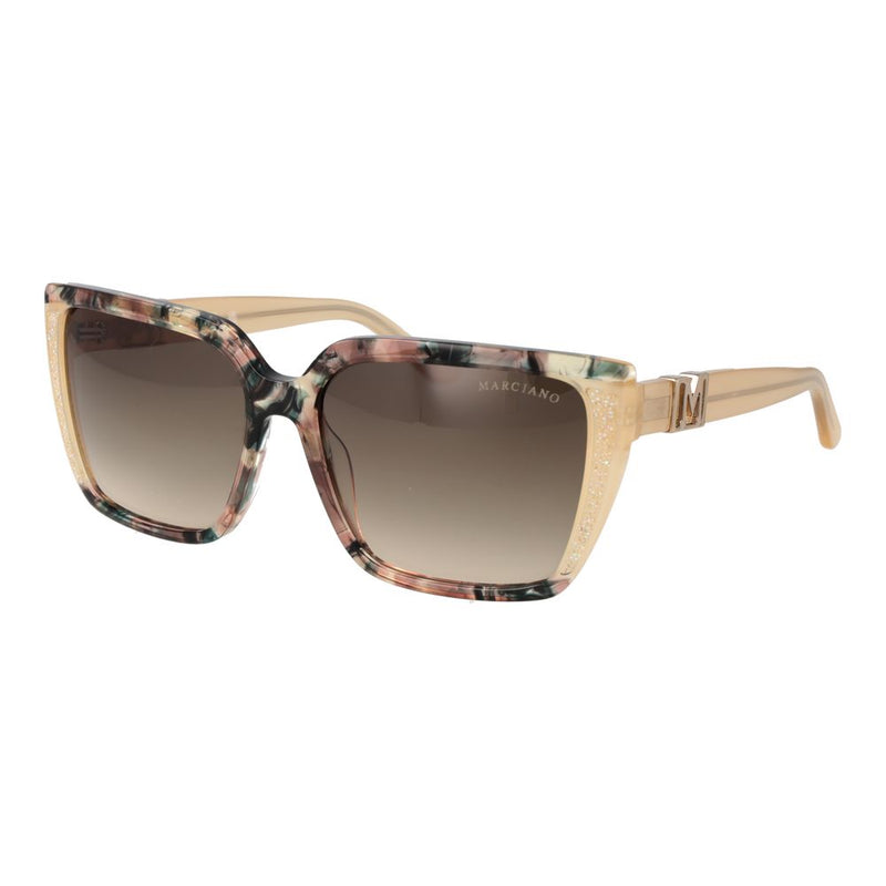 Marciano by Guess beige acetate oversized square sunglasses with multicolored tortoiseshell frames and gradient lenses