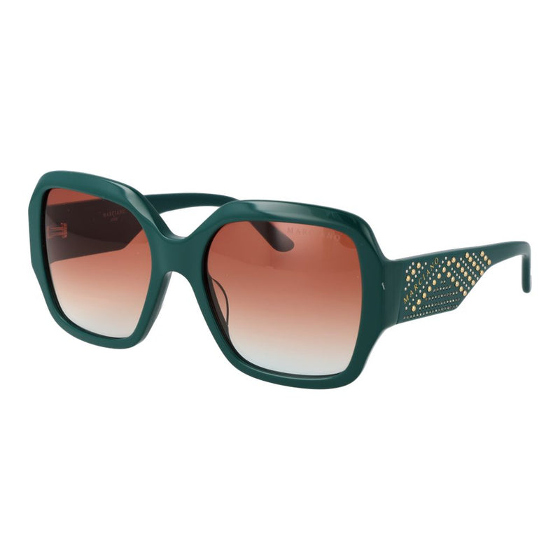 Dark green acetate sunglasses with gradient lenses and gold studded temples