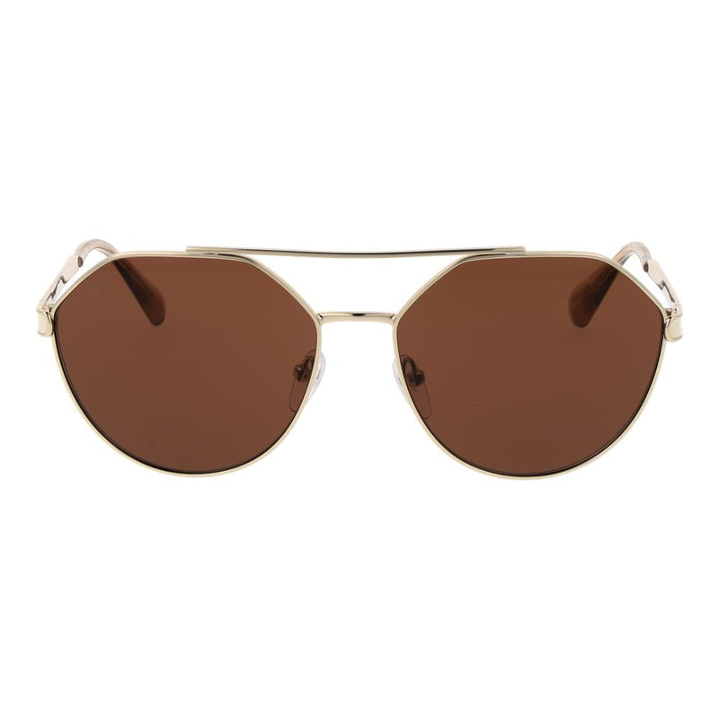 Max & Co gold metal sunglasses with brown octagonal lenses and a double brow bar