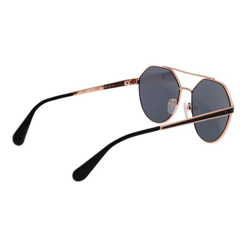 Max & Co rose gold metal sunglasses with dark tinted lenses and black temples