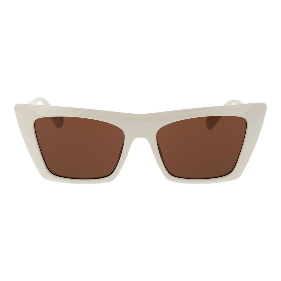 Max & Co beige plastic sunglasses with bold rectangular frames and brown lenses