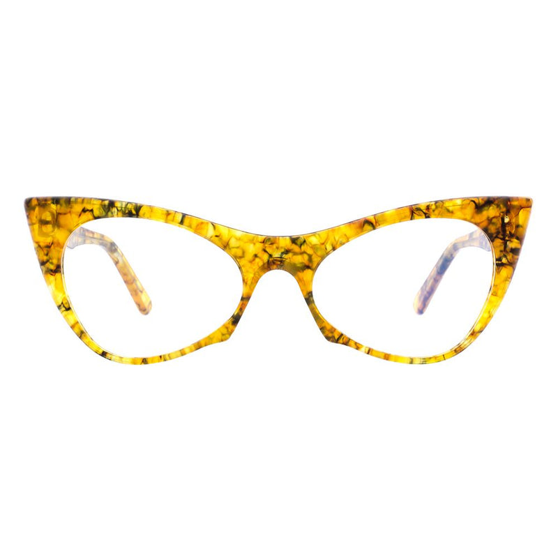Amber tortoiseshell acetate cat-eye glasses frames