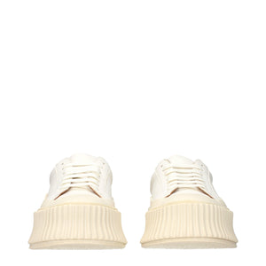 Jil Sander White Leather Platform Sneakers