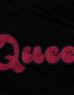 Dolce & Gabbana Black Queen Embroidery PRETTY Denim Jeans