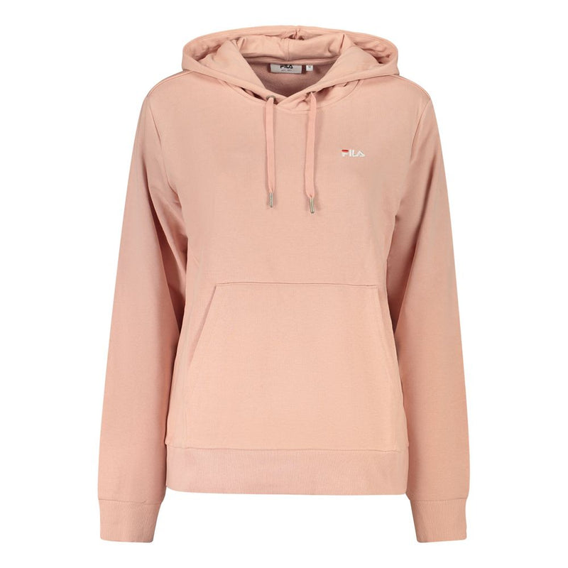 Fila pink cotton women's hoodie with a drawstring hood and front pocket