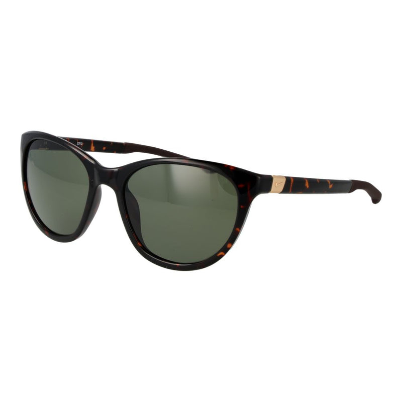 Tortoiseshell plastic sunglasses with dark green lenses