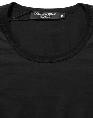 Dolce & Gabbana Black Cotton Round Neck Short Sleeve T-shirt