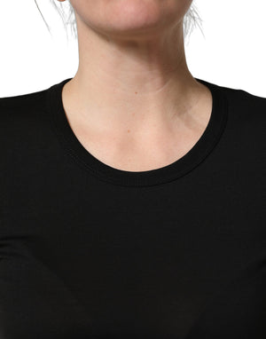Dolce & Gabbana Black Cotton Round Neck Short Sleeve T-shirt