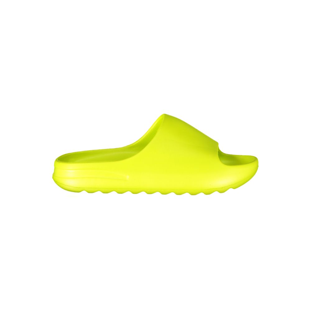 Bright yellow polyurethane women’s slide sandal with a molded, minimalist slip-on design.