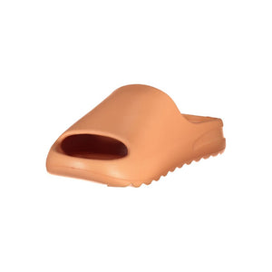 Orange polyurethane women's slide sandal with a chunky, modern minimalist design.
