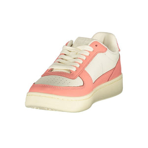 Tommy Hilfiger women's sneaker in white and pink polyurethane with a lace-up sporty design and flat rubber sole.