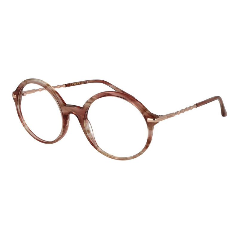 Sandro round pink acetate and metal eyeglass frames