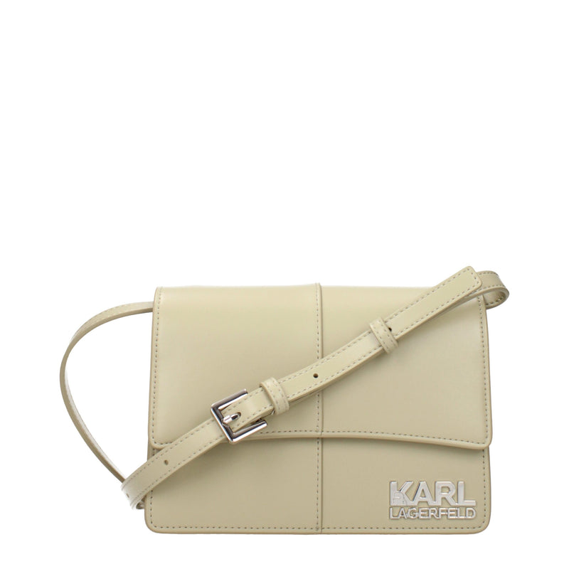 Light green polyethylene crossbody bag with an adjustable strap and silver Karl Lagerfeld logo