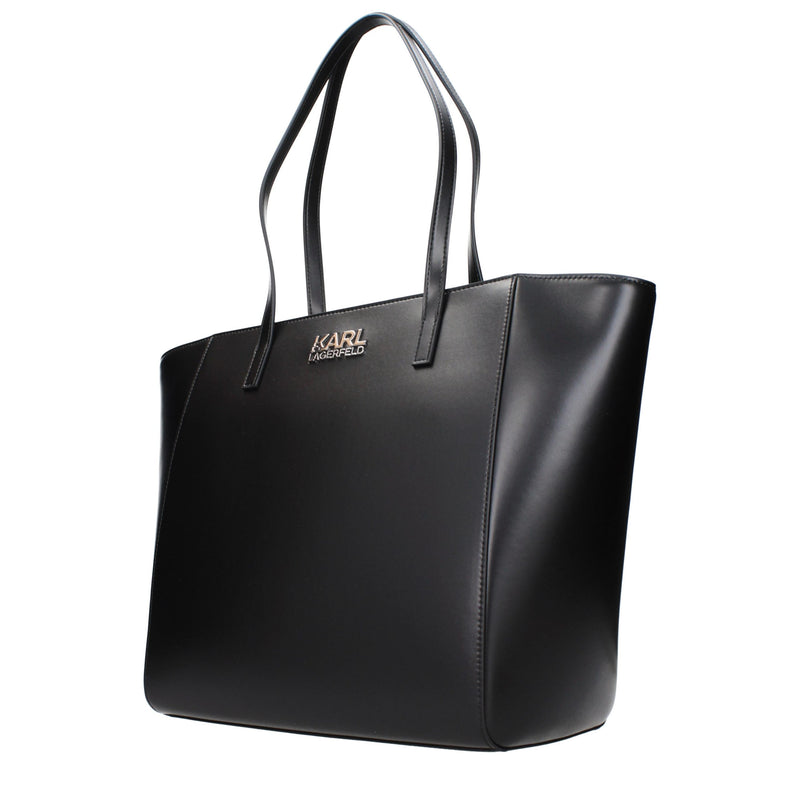 Black synthetic leather shoulder bag with thin straps and gold logo